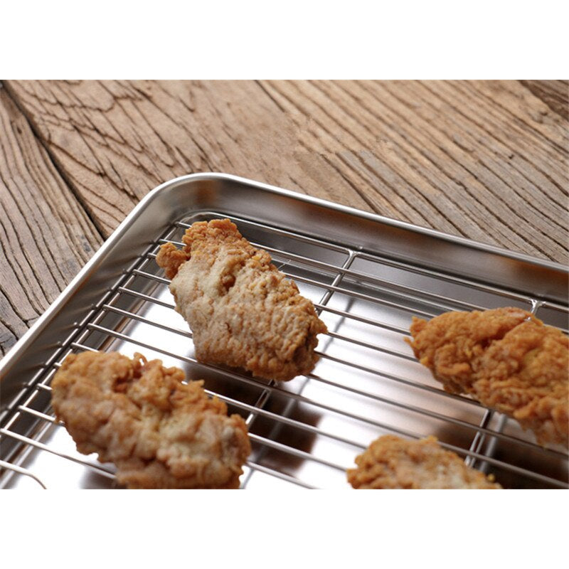 Copy of Premium Stainless Steel Oven Baking Tray Removable Cooling Rack Set Plate BBQ Tray Pan Dish Grill Mesh Kitchen Tool