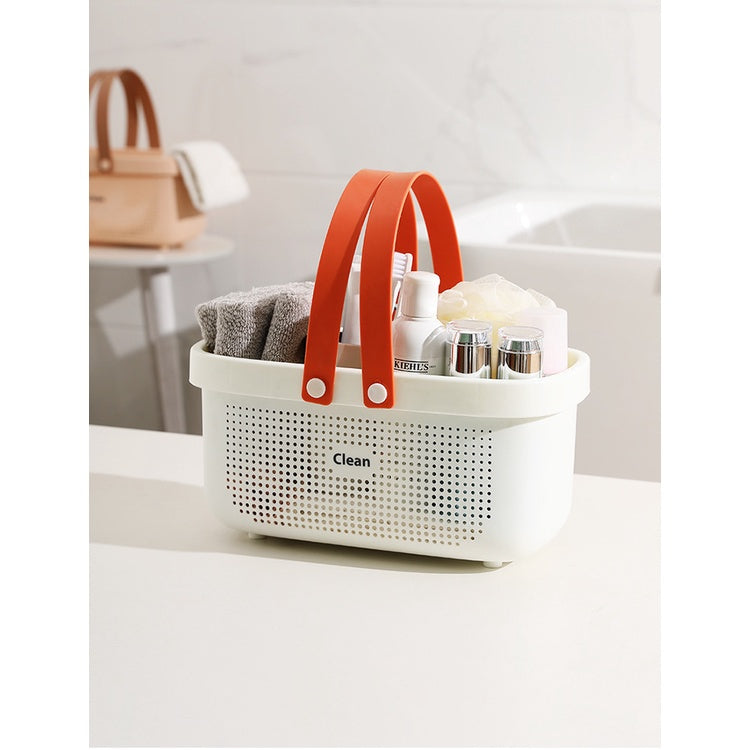 Portable Bathroom Basket Bath Wash Toilet Storage Shower Closet Kitchen Storage Drain Basket Box Organizer Handles Holes