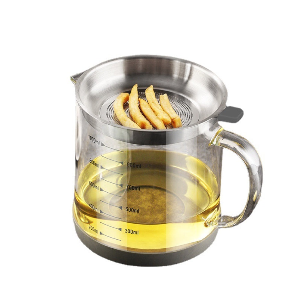 Transparent Glass Oil Filter Pot with Scale Oil Bottle Kitchen Oil Separator Glass Oil Storage Jug Kitchen Tools