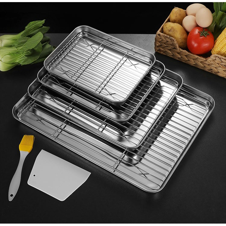 Copy of Premium Stainless Steel Oven Baking Tray Removable Cooling Rack Set Plate BBQ Tray Pan Dish Grill Mesh Kitchen Tool