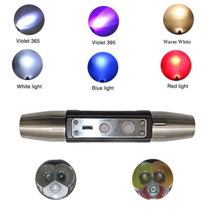 4/6 Light Torch Stone Identification Lamp Jade Jewelry 2200mAh Micro USB Rechargeable Stainless Steel LED Flashlight
