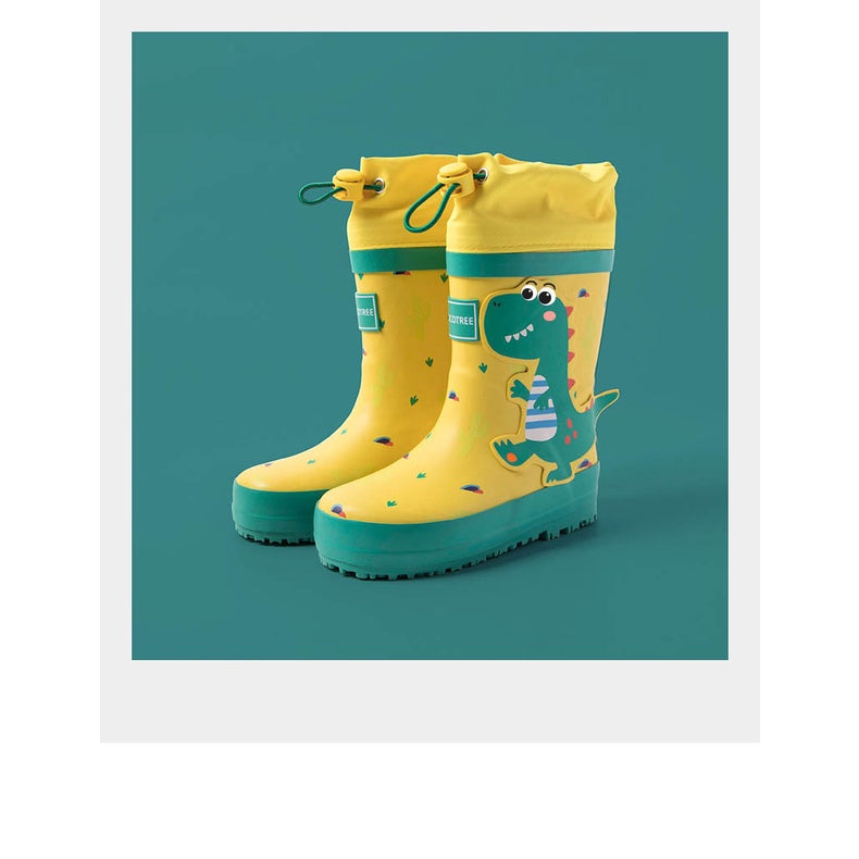 Children Rainboots For Boys Girls Primary School Kindergarten Rainwear Dinosaur Unicorn Reflective Strip Rain Boots Only