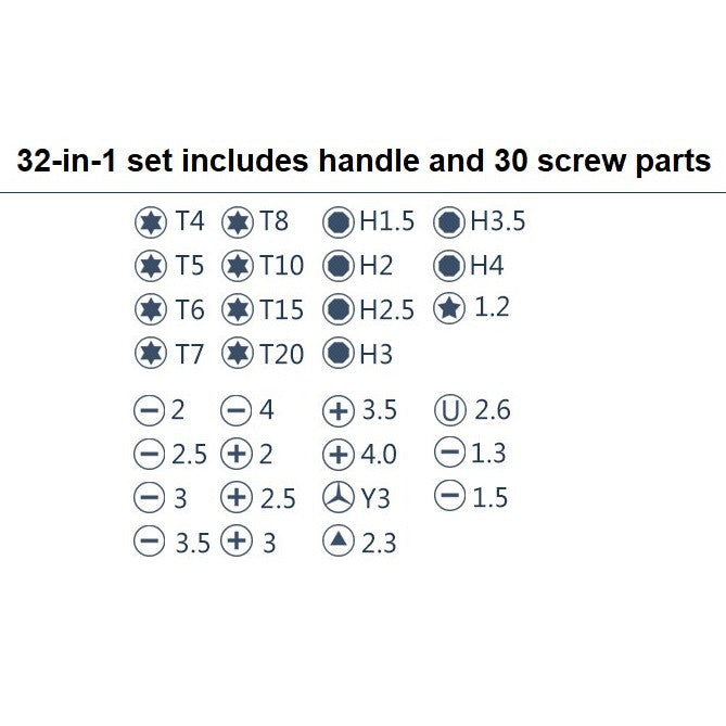 Multipurpose screwdriver set portable kit DIY repair tools 32-in-1 for laptop, phone, spectacle, apple, home