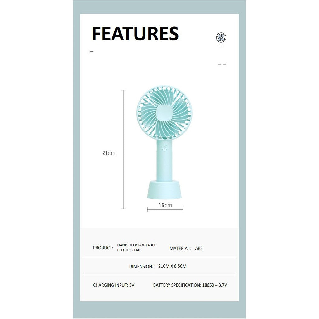 Handheld Portable Fan USB Rechargeable Desk Fan For Outdoor And Indoor Easy Convenient Portable Lightweight Design