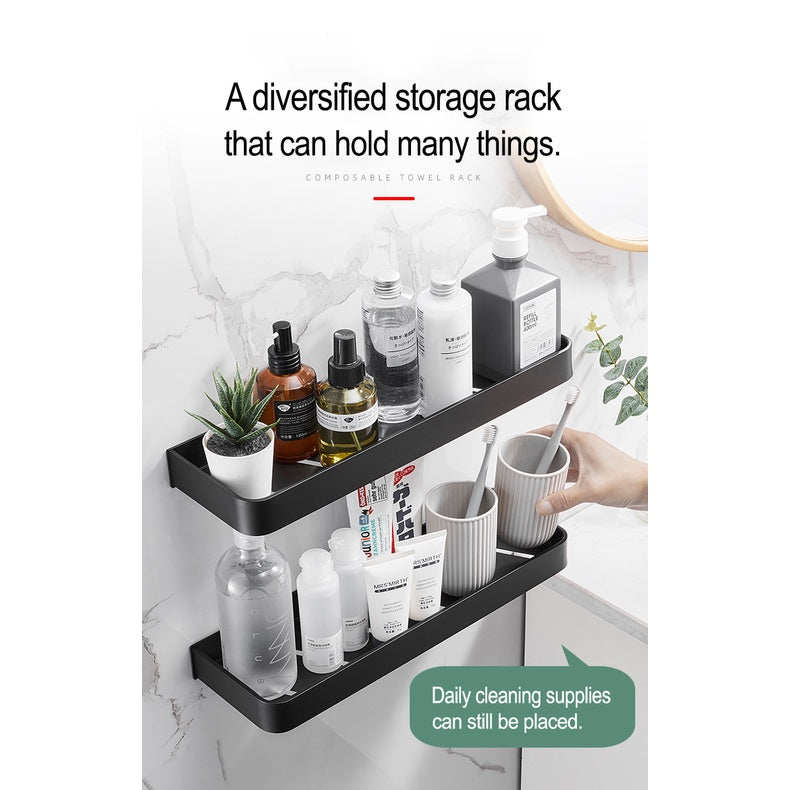 Toilet Rack Shelf Bathroom Rack Storage Shelf Wall Drain Shelf Free Perforation Aluminum