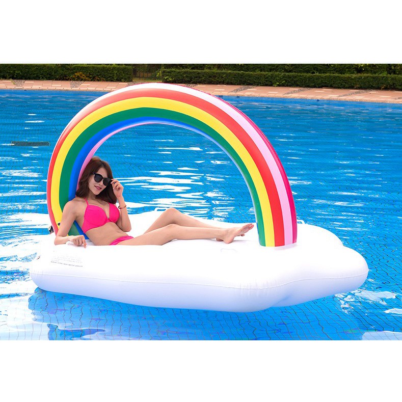 Large Giant floatie beach rainbow cloud inflatable float swimming pool party floats raft adult family kids children