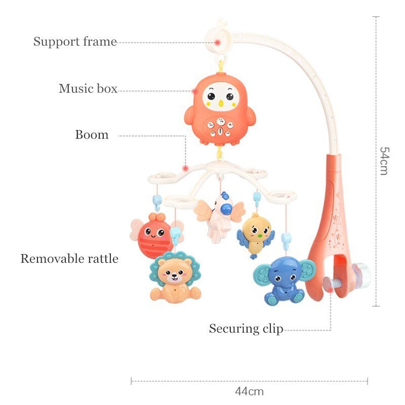 Baby Cot Bed Hanging Crib Music Detachable Mobile Toy Bassinet Toys Bed Bell Kids Rattles Musical Play For Development