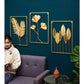 Home Decoration Metal Wall Golden Leaf Hanging Decor Gold Frame Art Wall Sculpture Living Room Bedroom Dining Office