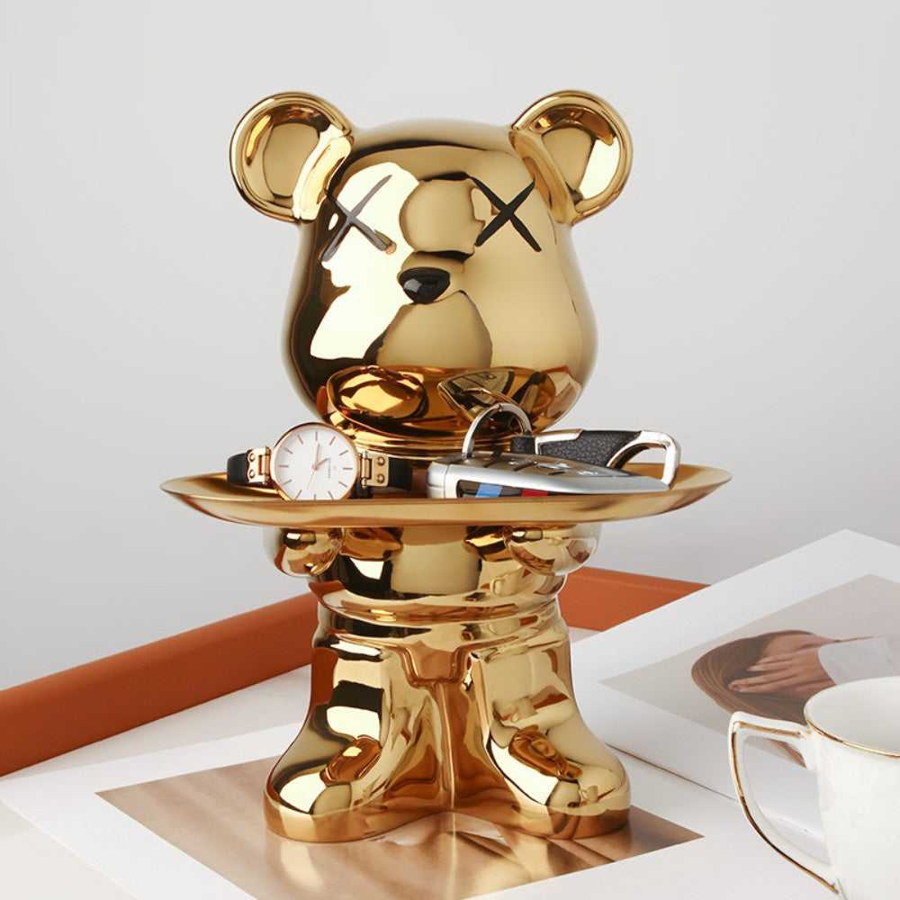 Ceramic Plating Violent Bear Ornaments Living Room Light Luxury Entrance Key Tray Storage Wine Cabinet Home Influencer