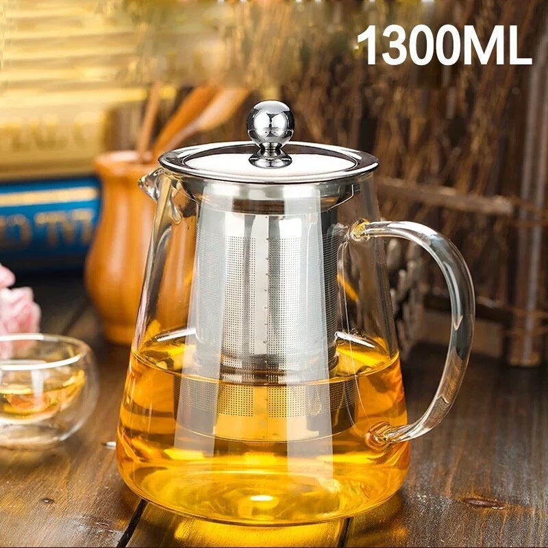 Heat Resistant Glass Kettle Teapot with Removable Stainless Steel Infuser Home Office  Glass Teapot Brewing Tea Maker