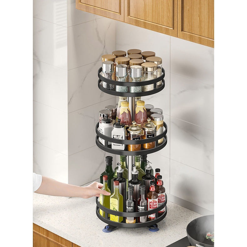 Rotating Spice Rack Kitchen Spin Storage Shelf Multifunction Seasoning Storage Condiments Organizer High Quality Metal