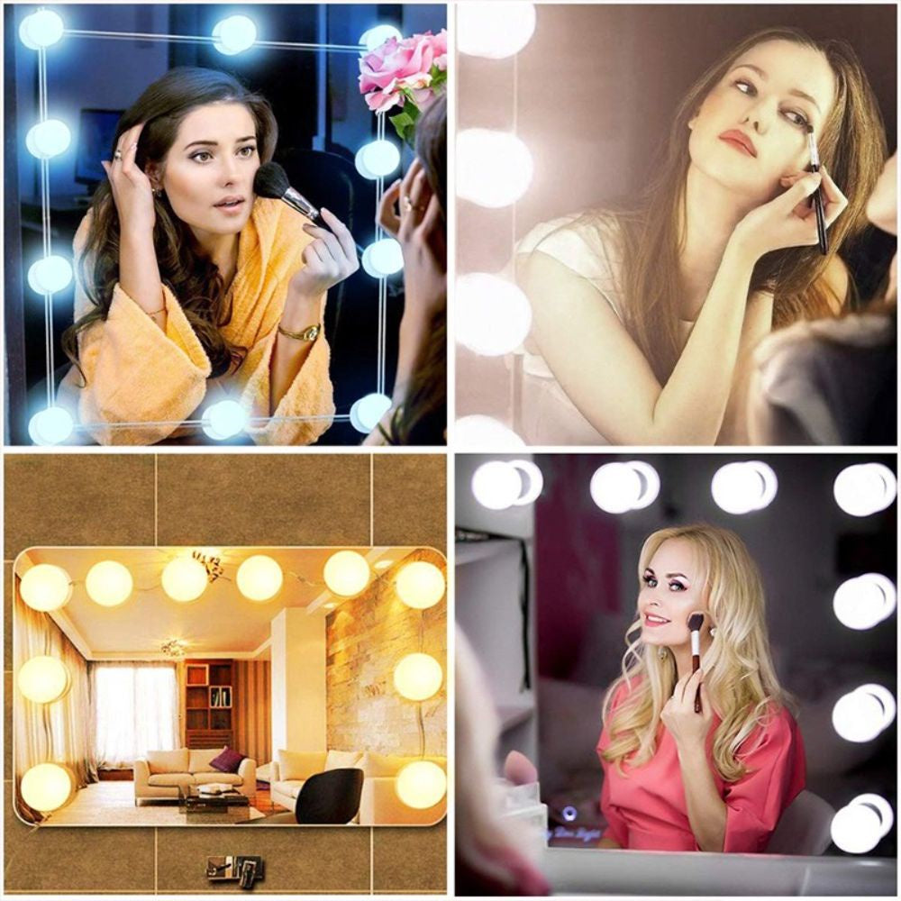 Makeup Mirror LED Light 10/12 Detachable Bulbs LED USB Cosmetic Mirror Lamp Dressing Table Vanity 3 Color Dimming Lights