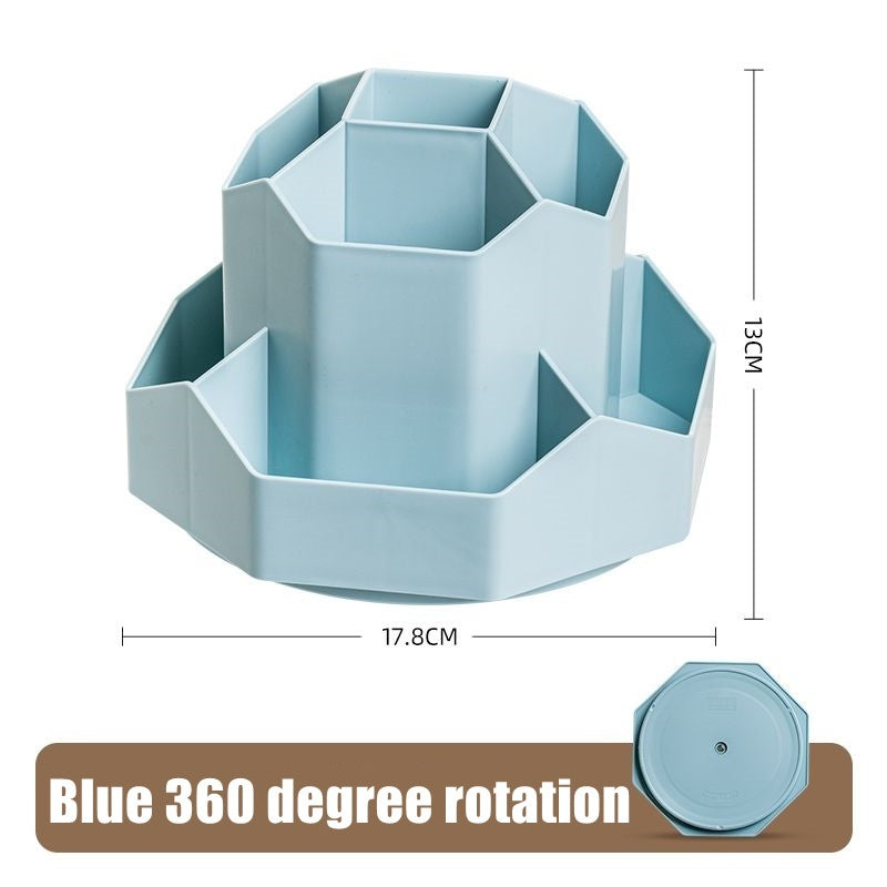 Nine Grid Pen Holder Multifunction 360 Rotating Pencil Container Large Capacity Desktop Stationery Storage Box