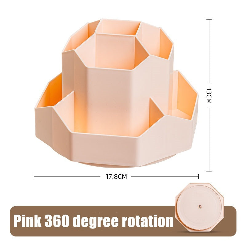 Nine Grid Pen Holder Multifunction 360 Rotating Pencil Container Large Capacity Desktop Stationery Storage Box