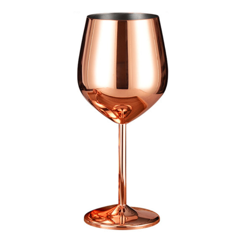 Stainless Steel Wine Glass 500ml Single-layer Unbreakable Stemmed Cocktail Goblet, Bright Light Wear Resistant Durable