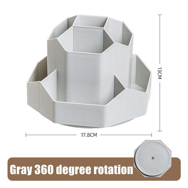 Nine Grid Pen Holder Multifunction 360 Rotating Pencil Container Large Capacity Desktop Stationery Storage Box