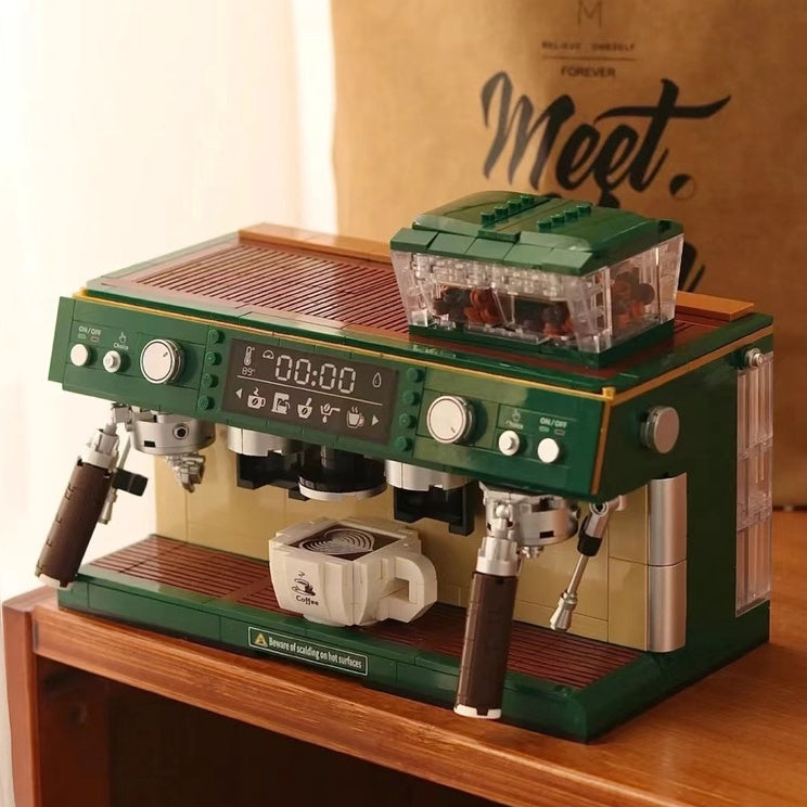 Creative Retro Simulation Mini Retro Coffee Machine Building Blocks Mini Particles Creative Model Ornament Children's Ed