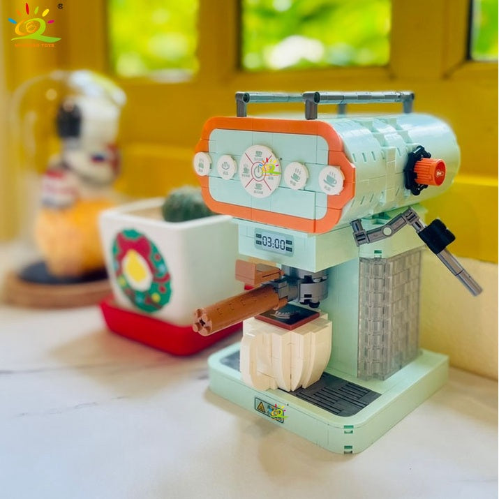 Creative Retro Simulation Mini Retro Coffee Machine Building Blocks Mini Particles Creative Model Ornament Children's Ed