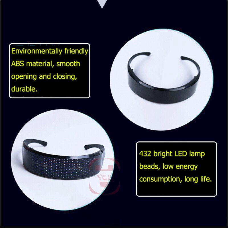 Concert Sunglasses DIY LED Bluetooth Glasses App Control Luminous  Flashing