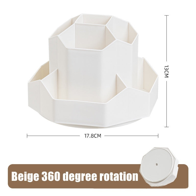 Nine Grid Pen Holder Multifunction 360 Rotating Pencil Container Large Capacity Desktop Stationery Storage Box