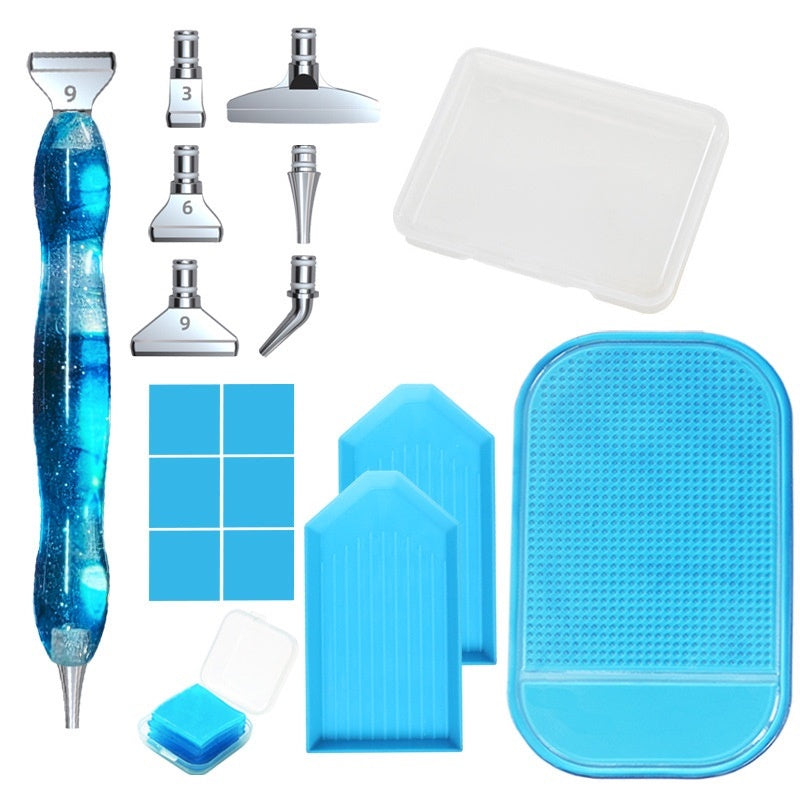 1 Set 5D Resin Crystal Diamond Painting Pen with Metal Tips Tray Glue Clay Non-slip Mat Diamond Painting Tools Kit