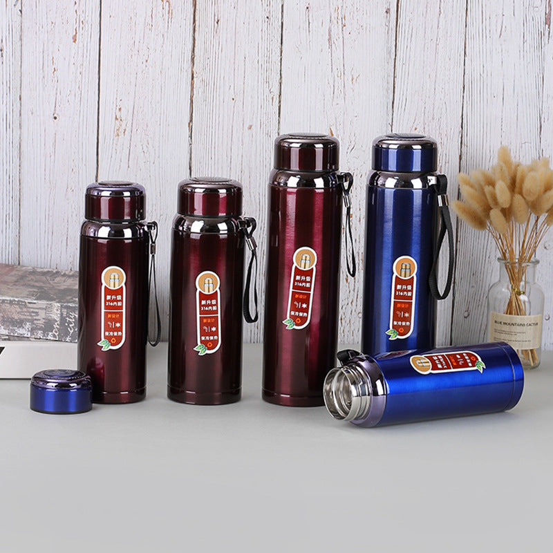 600-1500ml 316 Stainless Steel Vacuum Thermal Flask Bottle Portable Sport Water Bottle Outdoor Climbing With Rope