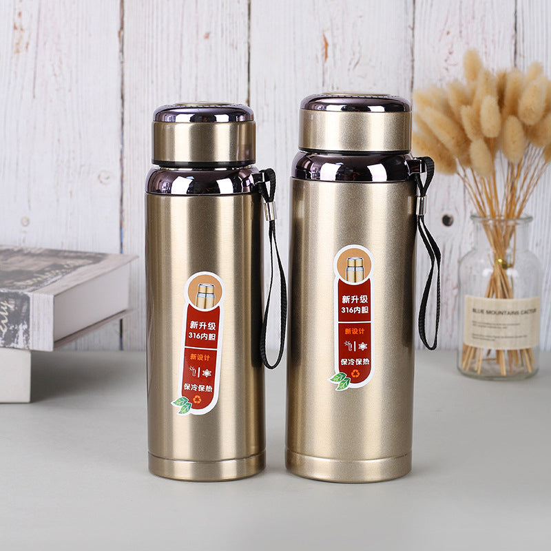 600-1500ml 316 Stainless Steel Vacuum Thermal Flask Bottle Portable Sport Water Bottle Outdoor Climbing With Rope