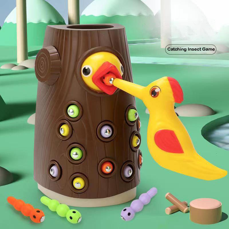 Family Toys Woodpecker Magnetic Catch Worm Animal Birds Educate Fishing Toy