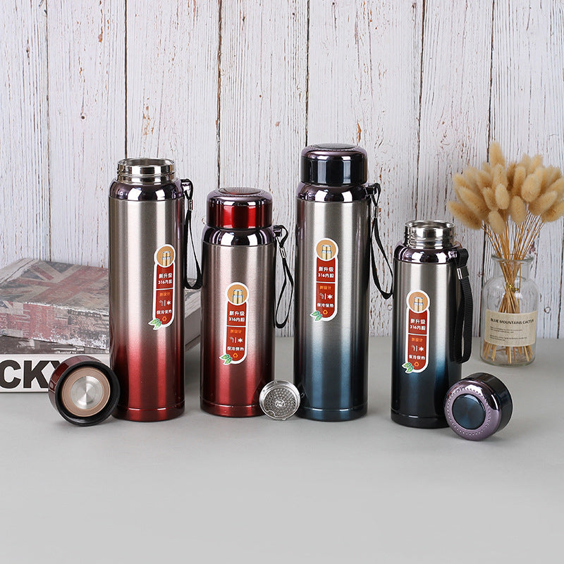 600-1500ml 316 Stainless Steel Vacuum Thermal Flask Bottle Portable Sport Water Bottle Outdoor Climbing With Rope